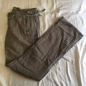 Brown pants with blue accents